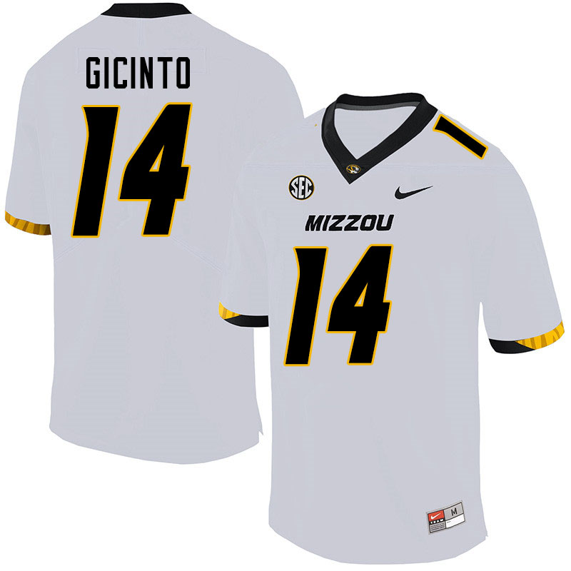 Men #14 Dominic Gicinto Missouri Tigers College Football Jerseys Sale-White - Click Image to Close
